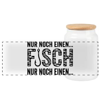 Angler Shirt, nur noch einen, Hoodie, Tasse, Socke - Panorama Keksdose mit Holzdeckel - Weiß - Vorne