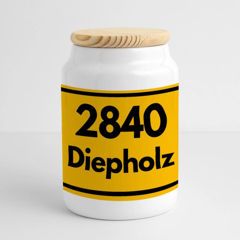 OLD POSTCODE POSTCODE RETRO 2840 DIEPHOLZ – HANSEB Panoramic Cookie Jar with Wooden Lid