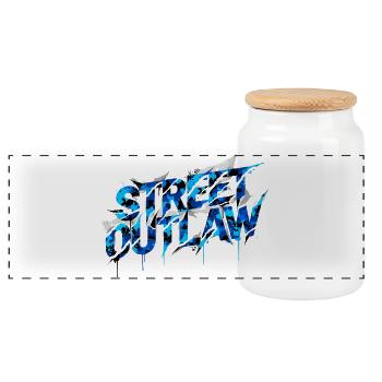 Street Outlaw Outfit for Car Fans JDM Tuning Camo - Panoramic Cookie Jar with Wooden Lid - white - Front