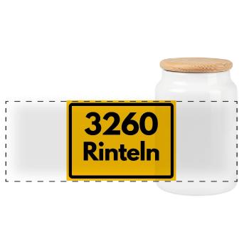OLD POSTCODE RETRO 3260 RINTELN – WESER - Panoramic Cookie Jar with Wooden Lid - white - Front