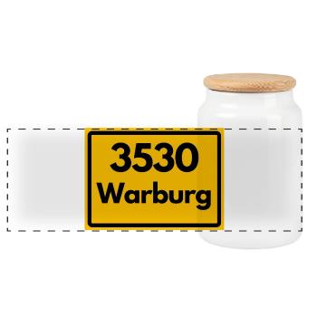 OLD POSTCODE POSTCODE RETRO 3530 WARBURG HANSEMAUE - Panoramic Cookie Jar with Wooden Lid - white - Front