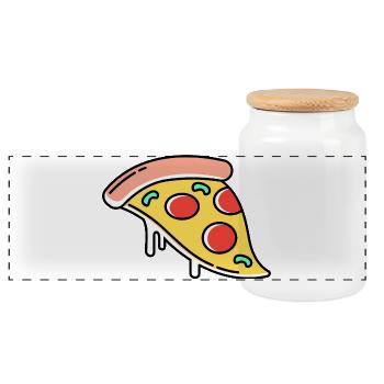 Icône de la pizza - Boîte à biscuits avec couvercle en bois - blanc - Devant