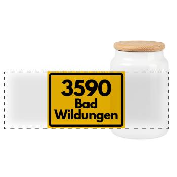 ANCIEN CODE POSTAL RETRO 3590 BAD WILDUNGEN - Boîte à biscuits avec couvercle en bois - blanc - Devant
