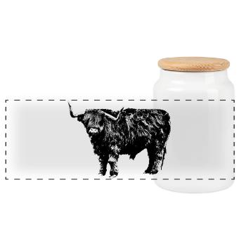 Highland Cattle - Panorama Keksdose mit Holzdeckel - Weiß - Vorne