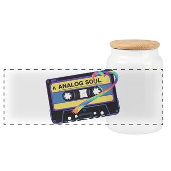 Analog Soul Vintage Kassetten-Herzkunst - Panorama Keksdose mit Holzdeckel - Weiß - Vorne