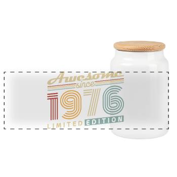 Cadeau d’anniversaire pour le 50e anniversaire 1976 Vintage Retro - Boîte à biscuits avec couvercle en bois - blanc - Devant