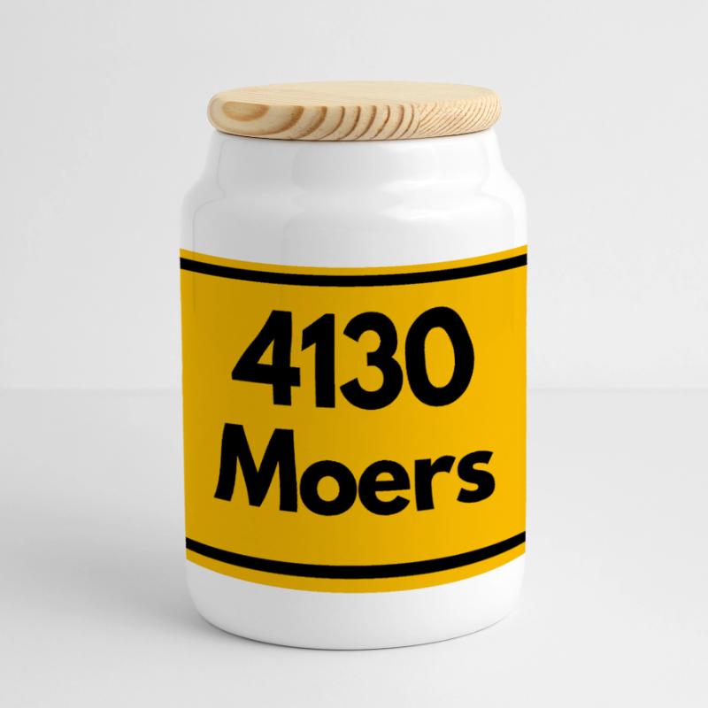 OLD POSTCODE POSTCODE RETRO 4130 MOERS Panoramic Cookie Jar with Wooden Lid