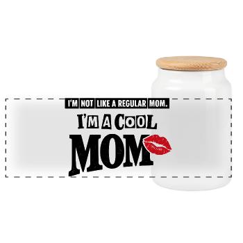 Lustiges cooles Mama-Shirt – Lippenabdruck Muttertags-T-Shirt - Panorama Keksdose mit Holzdeckel - Weiß - Vorne