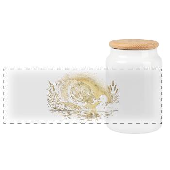 Duck Hunting Dog Duck - Panoramic Cookie Jar with Wooden Lid - white - Front