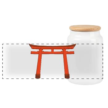 Lebendiges Torii-Tor - Panorama Keksdose mit Holzdeckel - Weiß - Vorne