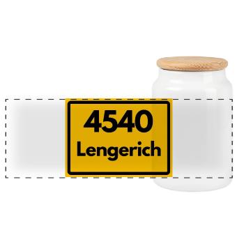 ALTE POSTLEITZAHL PLZ RETRO 4540 LENGERICH - Panorama Keksdose mit Holzdeckel - Weiß - Vorne