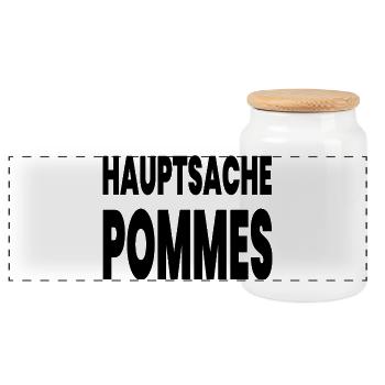 Pommes - Panorama Keksdose mit Holzdeckel - Weiß - Vorne