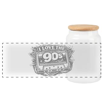 J’adore la cassette des années 90 - Boîte à biscuits avec couvercle en bois - blanc - Devant