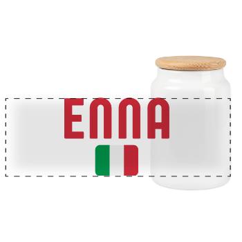 Enna Italian Flag  - Panoramic Cookie Jar with Wooden Lid - white - Front