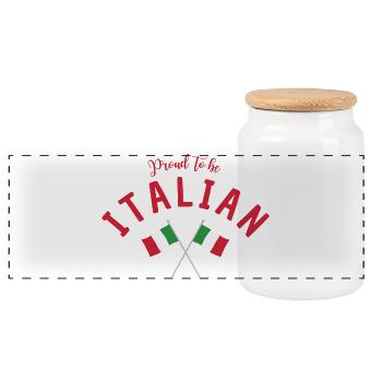 Fiers d’être italiens avec des drapeaux croisés - Boîte à biscuits avec couvercle en bois - blanc - Devant