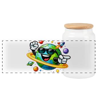Weltraumreise der Erde Sonnenbrille - Panorama Keksdose mit Holzdeckel - Weiß - Vorne