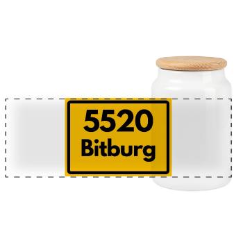 ALTE POSTLEITZAHL PLZ RETRO 5520 BITBURG - Panorama Keksdose mit Holzdeckel - Weiß - Vorne