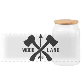 Woodland Axe Outdoor Camping Bushcraft Design - Panoramic Cookie Jar with Wooden Lid - white - Front