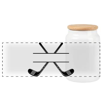 Hockeyschläger - Panorama Keksdose mit Holzdeckel - Weiß - Vorne
