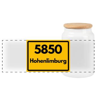 ALTE POSTLEITZAHL PLZ RETRO 5850 HOHENLIMBURG - Panorama Keksdose mit Holzdeckel - Weiß - Vorne