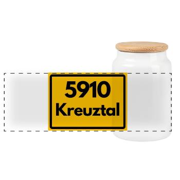ALTE POSTLEITZAHL PLZ RETRO 5910 KREUZTAL - Panorama Keksdose mit Holzdeckel - Weiß - Vorne