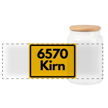 ALTE POSTLEITZAHL PLZ RETRO 6570 KIRN - Panorama Keksdose mit Holzdeckel - Weiß - Vorne