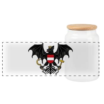 Austria Coat of Arms Bat - Funny Design - Panoramic Cookie Jar with Wooden Lid - white - Front