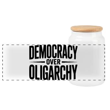La démocratie sur l’oligarchie - Boîte à biscuits avec couvercle en bois - blanc - Devant