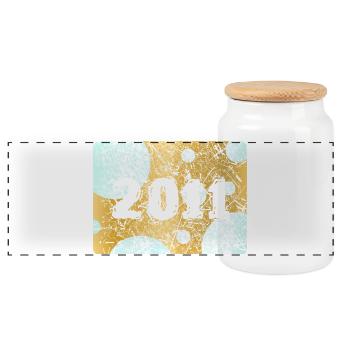 Number 2011 - Panoramic Cookie Jar with Wooden Lid - white - Front