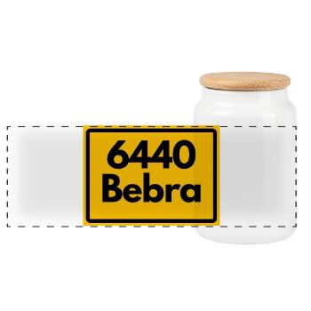 ALTE POSTLEITZAHL PLZ RETRO 6440 BEBRA HEIMATSTOLZ - Panorama Keksdose mit Holzdeckel - Weiß - Vorne