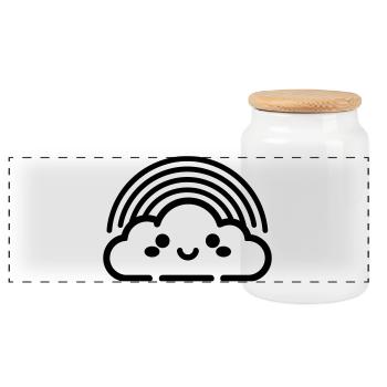 arc en ciel - Boîte à biscuits avec couvercle en bois - blanc - Devant