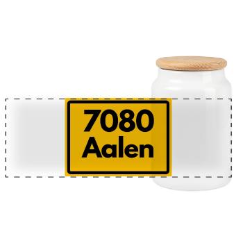 ANCIEN CODE POSTAL RÉTRO 7080 AALEN HEIMATSTOLZ - Boîte à biscuits avec couvercle en bois - blanc - Devant