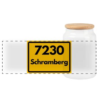 ALTE POSTLEITZAHL PLZ RETRO 7230 SCHRAMBERG HEIMAT - Panorama Keksdose mit Holzdeckel - Weiß - Vorne