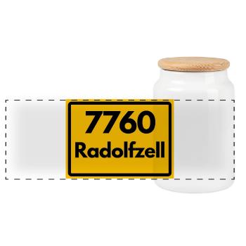 ALTE POSTLEITZAHL PLZ RETRO 7760 RADOLFZELL HEIMAT - Panorama Keksdose mit Holzdeckel - Weiß - Vorne