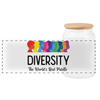 LGBT-Pride-Monat – Vielfalt. Der beste Freund der Welt - Panorama Keksdose mit Holzdeckel - Weiß - Vorne