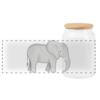 Dessin de l’éléphant blanc - Boîte à biscuits avec couvercle en bois - blanc - Devant