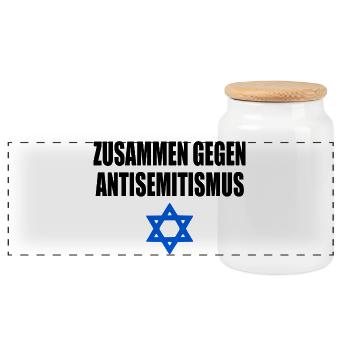 zusammen gegen antisemitism - Panorama Keksdose mit Holzdeckel - Weiß - Vorne