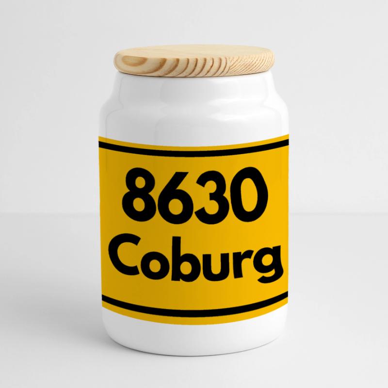 OLD POSTCODE POSTCODE 8630 COBURG HEIMATSTOLZ Panoramic Cookie Jar with Wooden Lid
