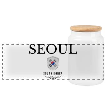 Souvenir de Séoul, design élégant Séoul - Boîte à biscuits avec couvercle en bois - blanc - Devant