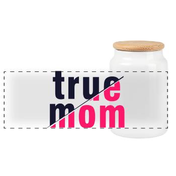 True Mom Mother Love Authenticity Art - Panoramic Cookie Jar with Wooden Lid - white - Front