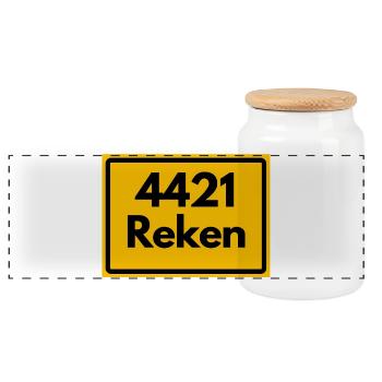 ALTE POSTLEITZAHL PLZ RETRO 4421 REKEN HEIMATSTOLZ - Panorama Keksdose mit Holzdeckel - Weiß - Vorne