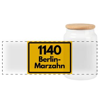 ALTE POSTLEITZAHL PLZ RETRO 1140 BERLIN MARZAHN - Panorama Keksdose mit Holzdeckel - Weiß - Vorne