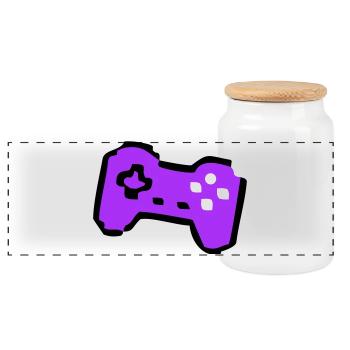Weird Retro Controller Gamer - Panoramic Cookie Jar with Wooden Lid - white - Front