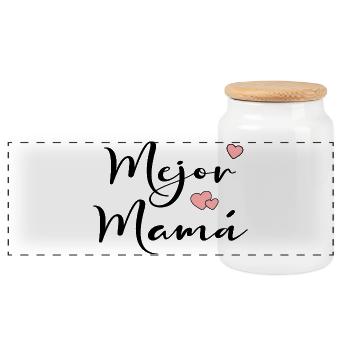 Spain Better Mom - Panoramic Cookie Jar with Wooden Lid - white - Front