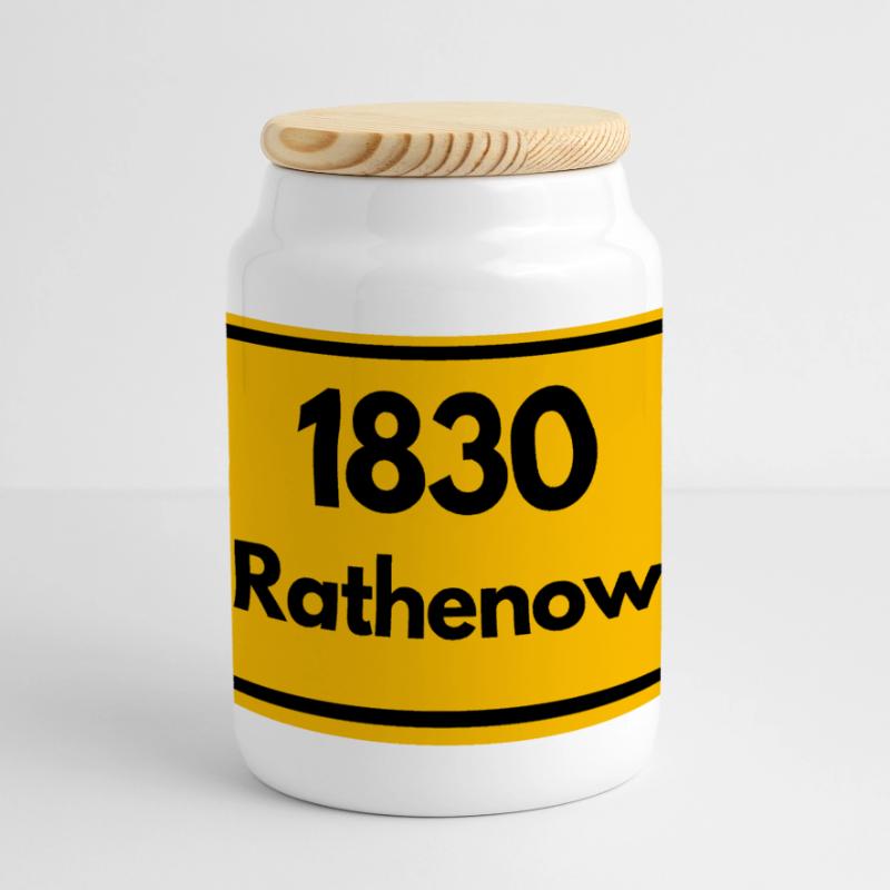 OLD POSTCODE ZIP CODE RETRO 1830 RATHENOW HEIMAT Panoramic Cookie Jar with Wooden Lid