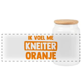 Ik Voel Me Kneiter Oranje - Nederland Niederlande - Panorama Keksdose mit Holzdeckel - Weiß - Vorne