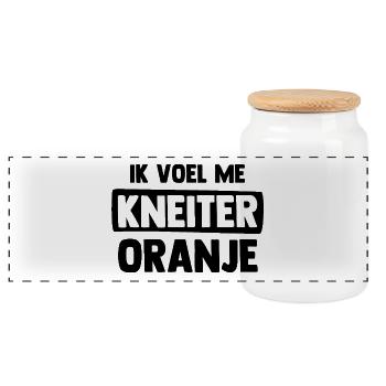 Ik Voel Me Kneiter Oranje - Nederland Niederlande - Panorama Keksdose mit Holzdeckel - Weiß - Vorne
