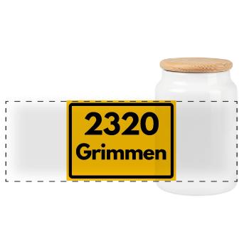 OLD POSTCODE POSTCODE RETRO 2320 GRIMMEN HEIMAT - Panoramic Cookie Jar with Wooden Lid - white - Front