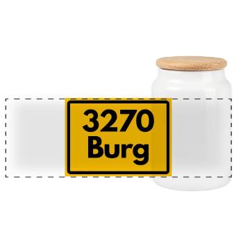 ALTE POSTLEITZAHL PLZ RETRO 3270 BURG HEIMATSTOLZ  - Panorama Keksdose mit Holzdeckel - Weiß - Vorne