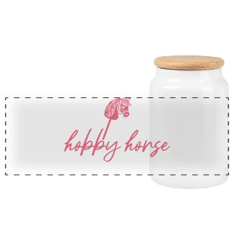 Manger Sommeil Répéter le cheval de loisir - Cavalier - Boîte à biscuits avec couvercle en bois - blanc - Devant